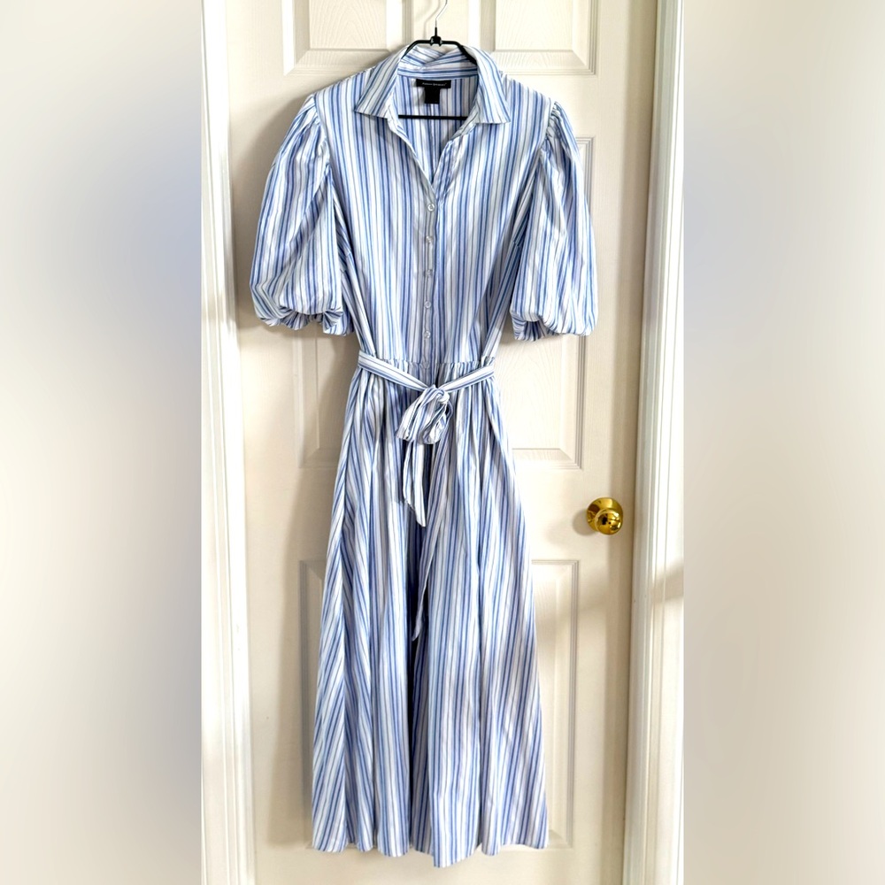 Ashley Stewart Dress Cotton Blend Belted Maxi With‎ Pockets Size 14/16